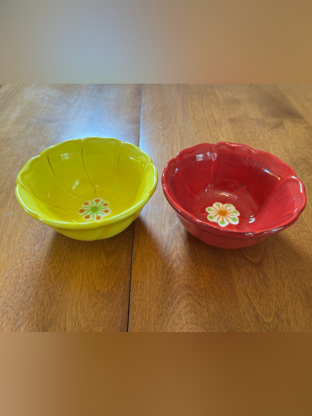 Colorful Ceramic Dip Bowls - Yellow and Red Poppy flowers Gates Ware